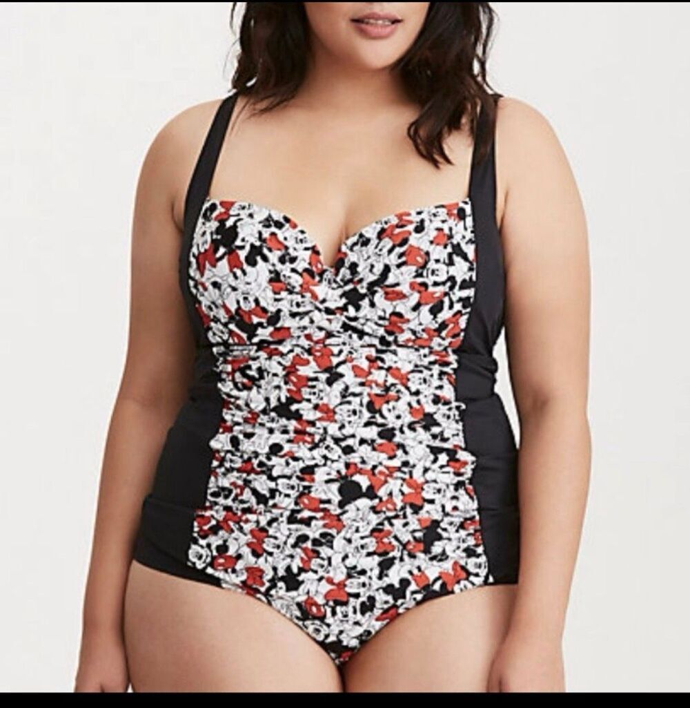 Torrid x Disney Mickey and Minnie Mouse ruched one piece swimsuit